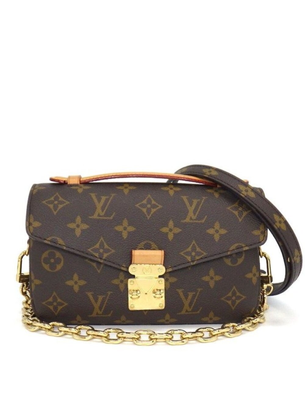 Louis Vuitton Shoulder Bag Pochette Metis Monogram Canvas Leather Gold